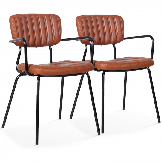 Chaises de restaurant en textile enduit et métal avec accoudoirs - Lot de 2 | Mobeventpro