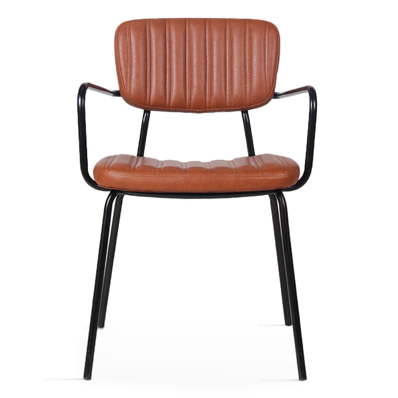 Lot de 2 chaises avec accoudoirs en cuir synthétique (4/6)