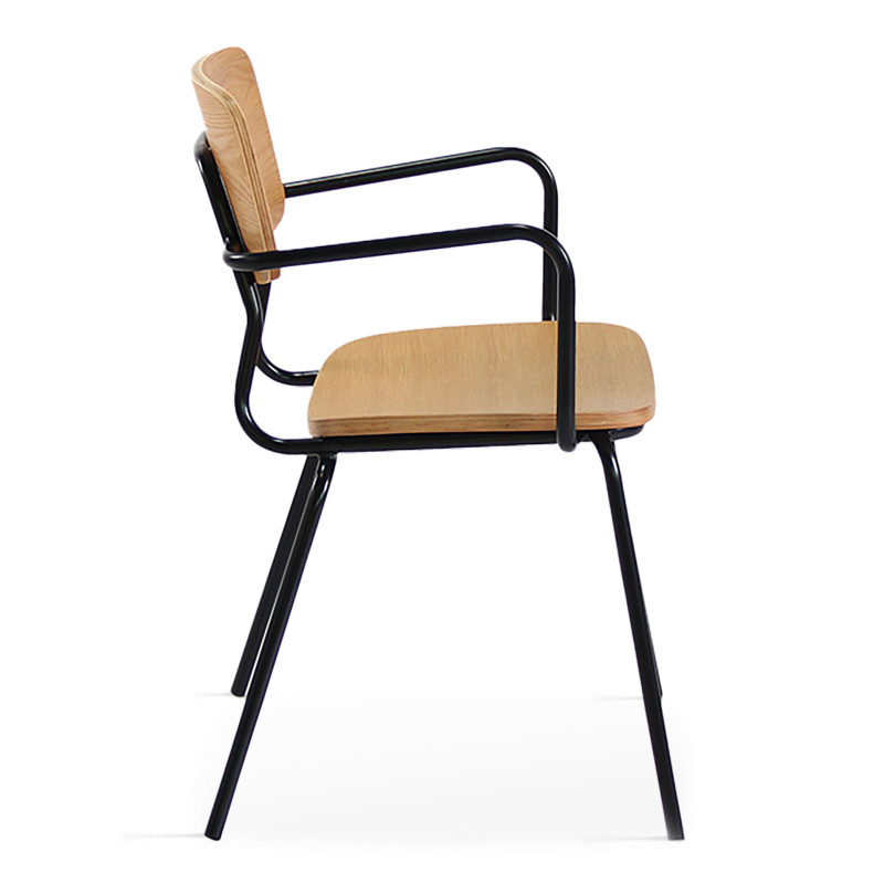 Lot de 2 chaises avec accoudoirs en bois