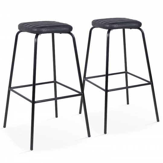 Lot de 2 tabourets hauts en cuir synthétique