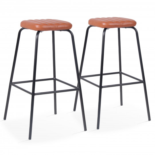 Lot de 2 tabourets hauts en cuir synthétique