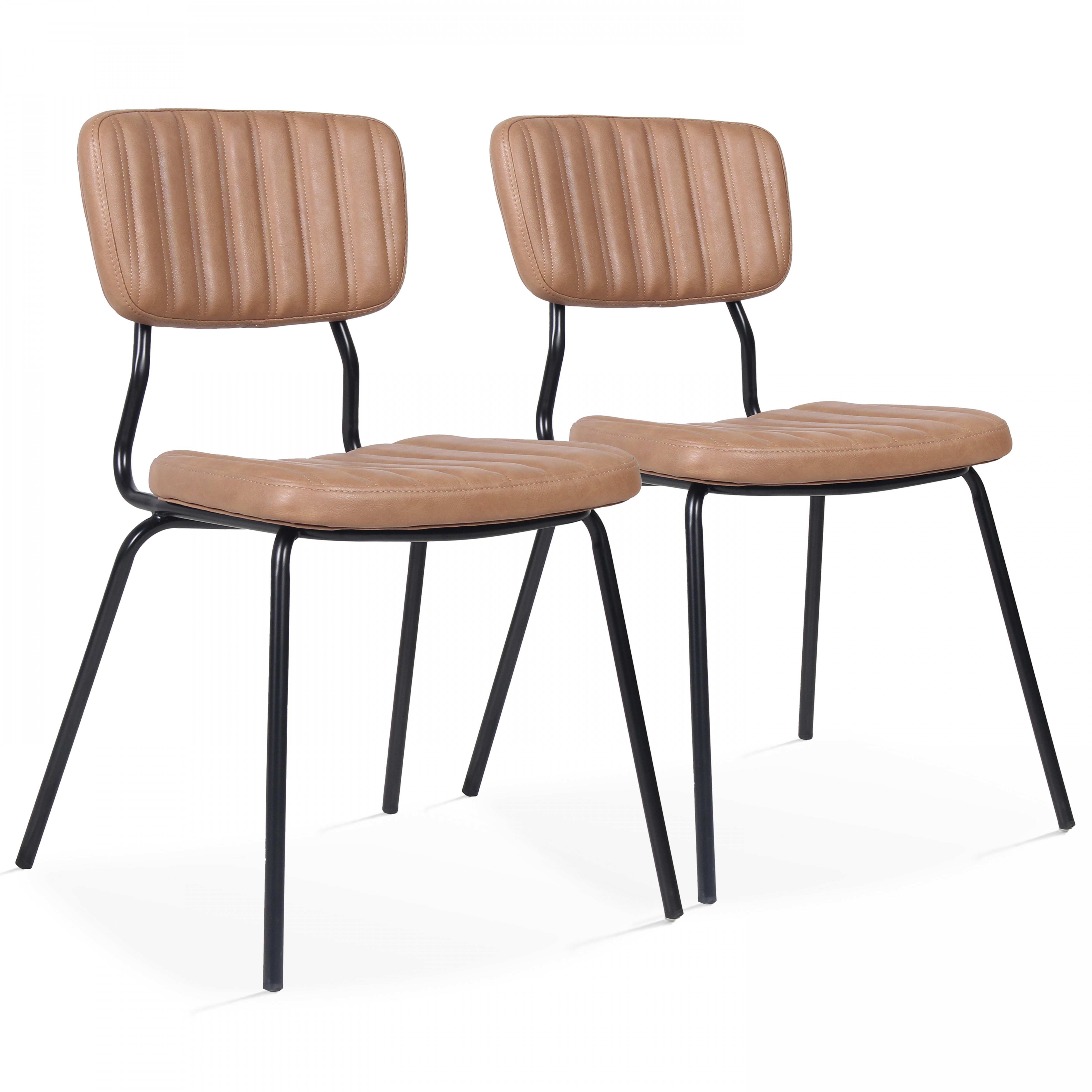 Chaises de restaurant effet cuir et métal - Lot de 2