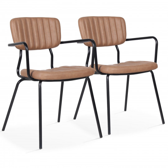 Chaises de restaurant en textile enduit et métal avec accoudoirs - Lot de 2 | Mobeventpro