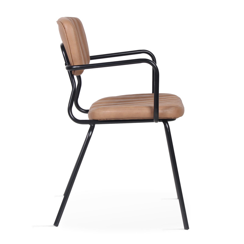 Lot de 2 chaises avec accoudoirs en cuir synthétique (4/6)