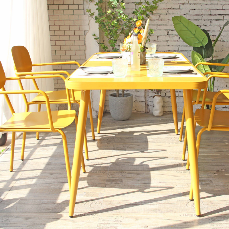 Table de terrasse rectangulaire (150 x 75 x 75 cm) en aluminium (4/6)