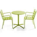 Ensemble table ronde avec plateau inclinable (⌀70cm) et 2 fauteuils en métal