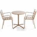 Ensemble table ronde avec plateau inclinable (⌀70cm) et 2 fauteuils en métal