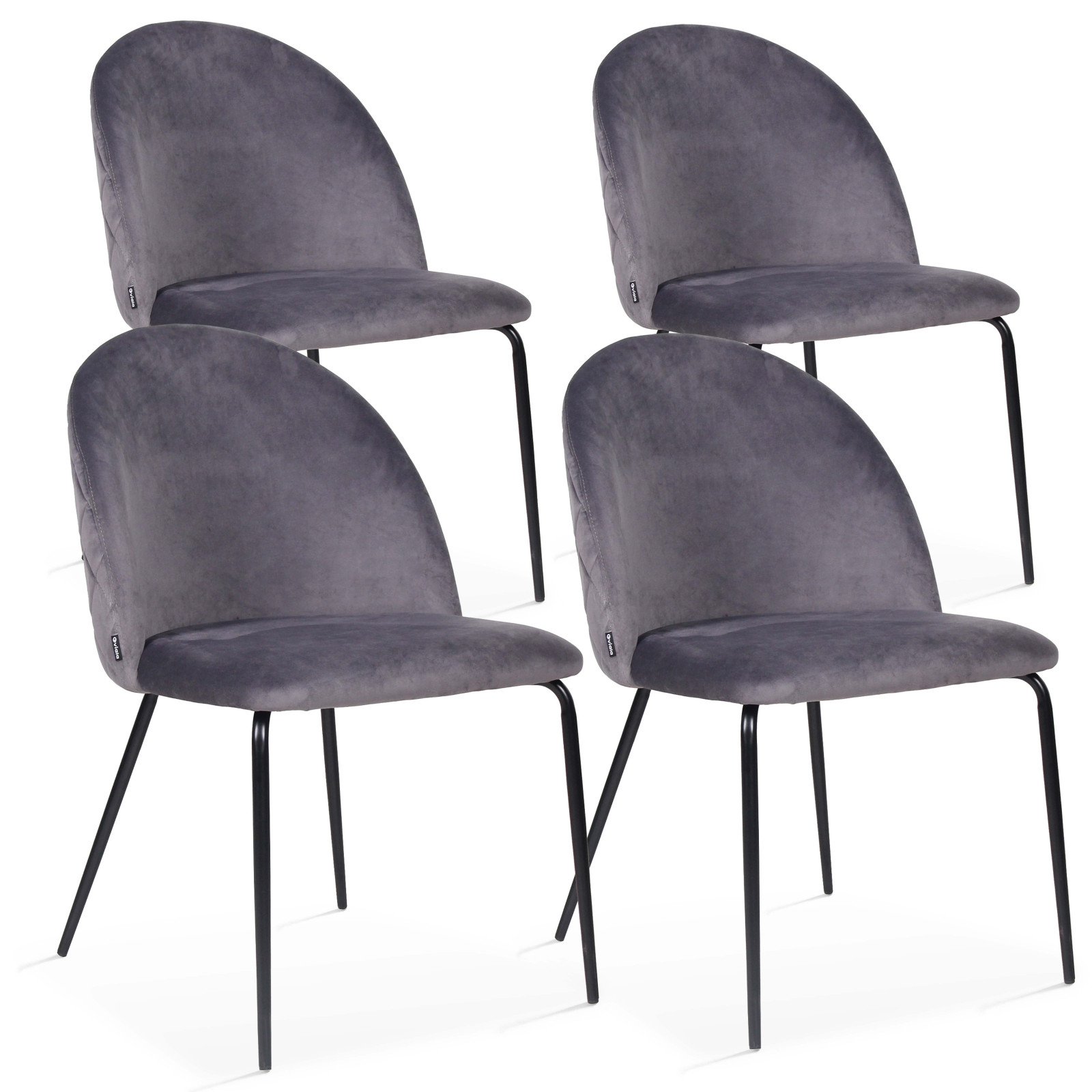 Lot de 4 chaises en velours
