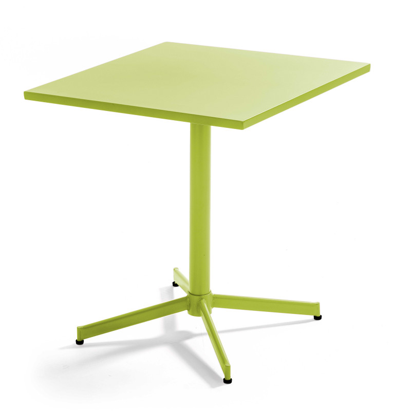 Ensemble table carrée avec plateau inclinable (70x70 cm) + 4 fauteuils en métal