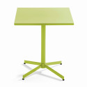 Ensemble table carrée avec plateau inclinable (70x70 cm) + 4 fauteuils en métal