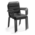Ensemble table carrée avec plateau inclinable (70x70 cm) + 4 fauteuils en métal