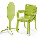 Ensemble table ronde avec plateau inclinable (⌀70cm) + 4 fauteuils en métal