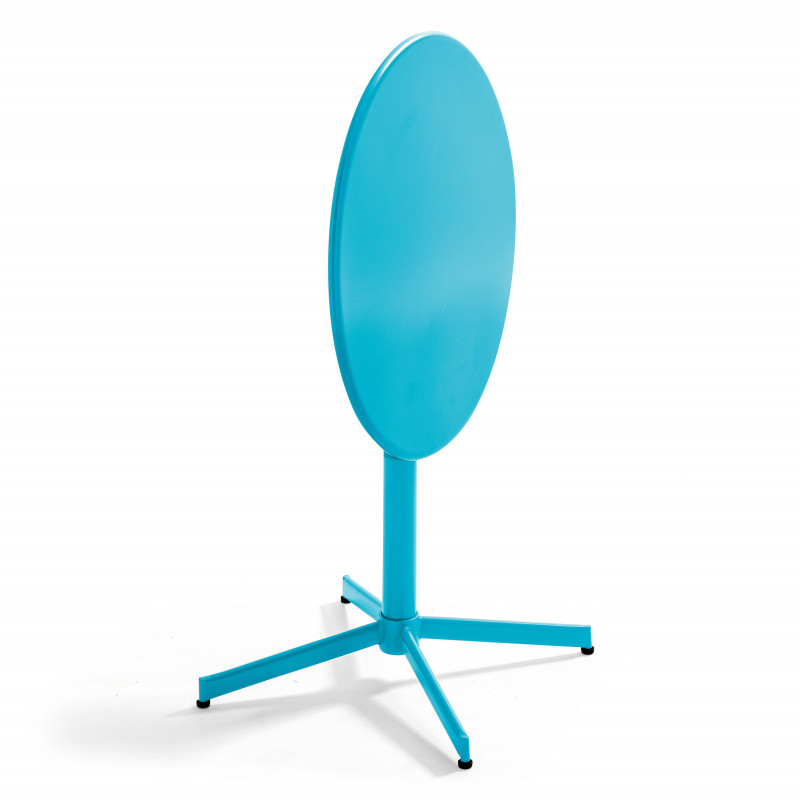 Ensemble table ronde avec plateau inclinable (⌀70cm) + 4 fauteuils en métal (4/7)