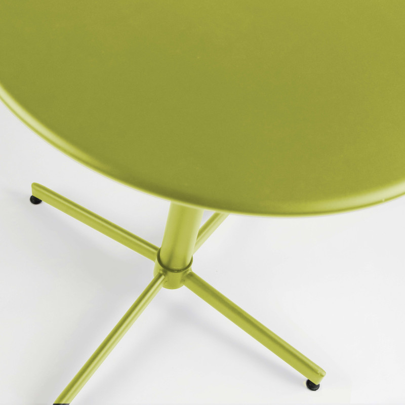 Ensemble table ronde avec plateau inclinable (⌀70cm) + 4 fauteuils en métal