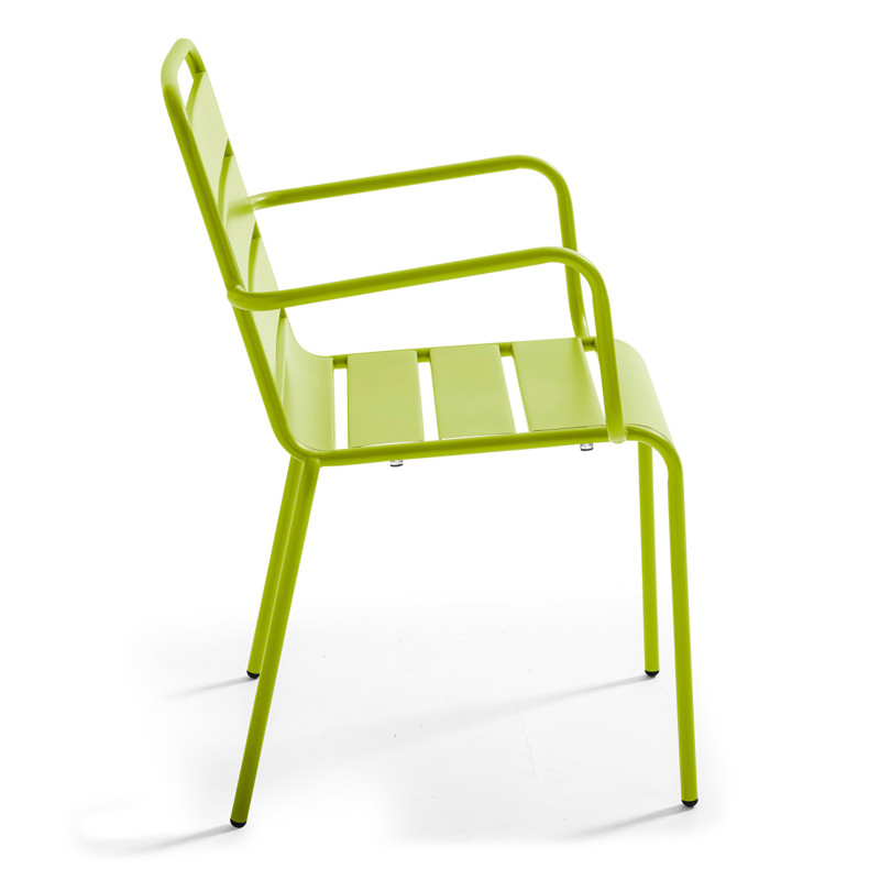 Ensemble table ronde avec plateau inclinable (⌀70cm) + 4 fauteuils en métal