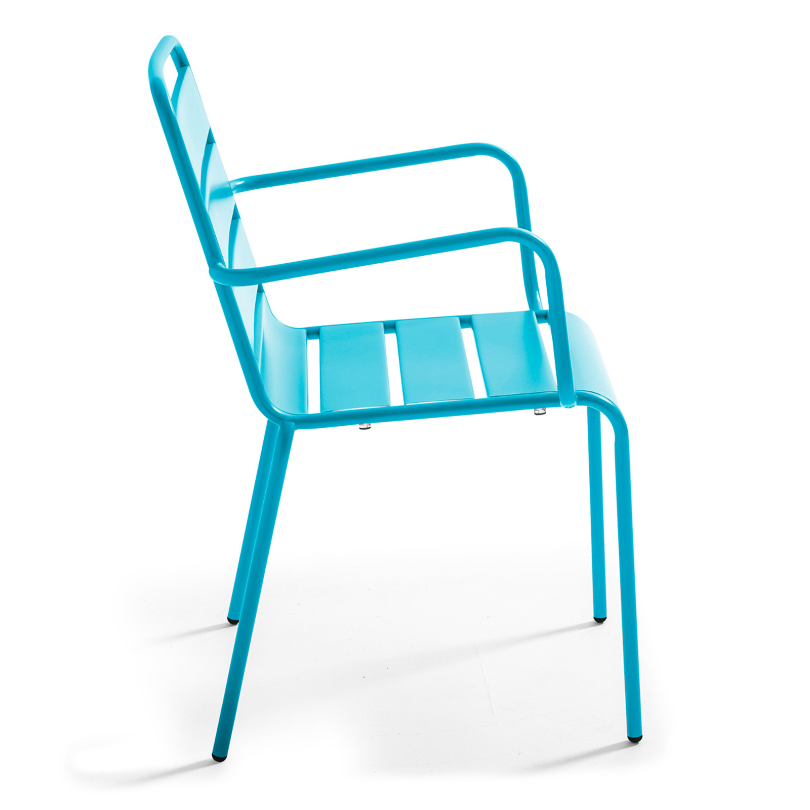 Ensemble table ronde avec plateau inclinable (⌀70cm) + 4 fauteuils en métal