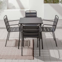 Ensemble table carrée (70x70 cm) + 4 chaises en métal