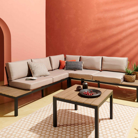 Salon de jardin d'angle en polywood - 6 places
