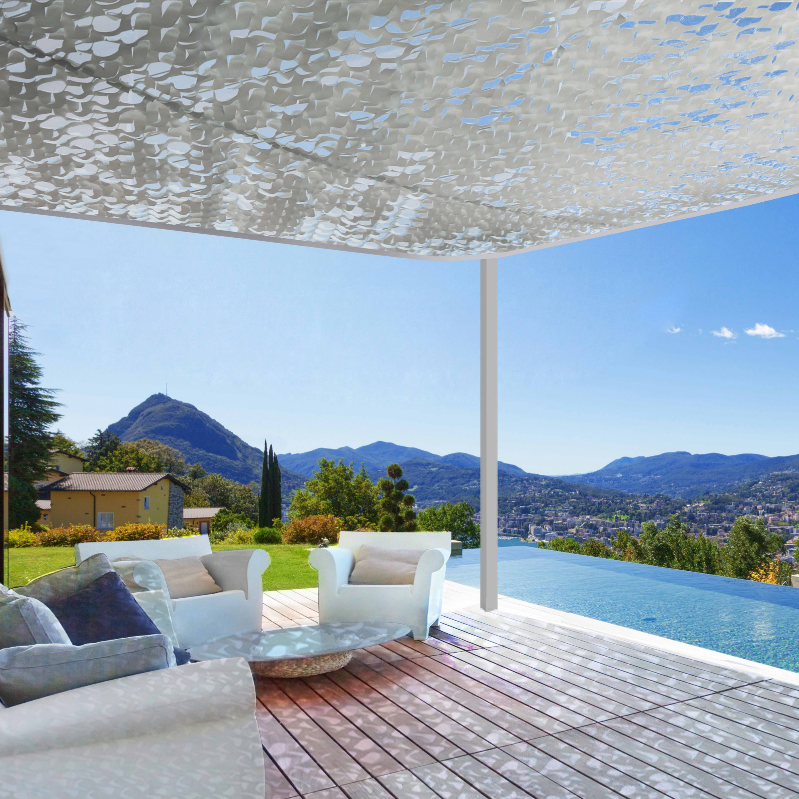 Voile d'ombrage camouflage réversible 3x4m