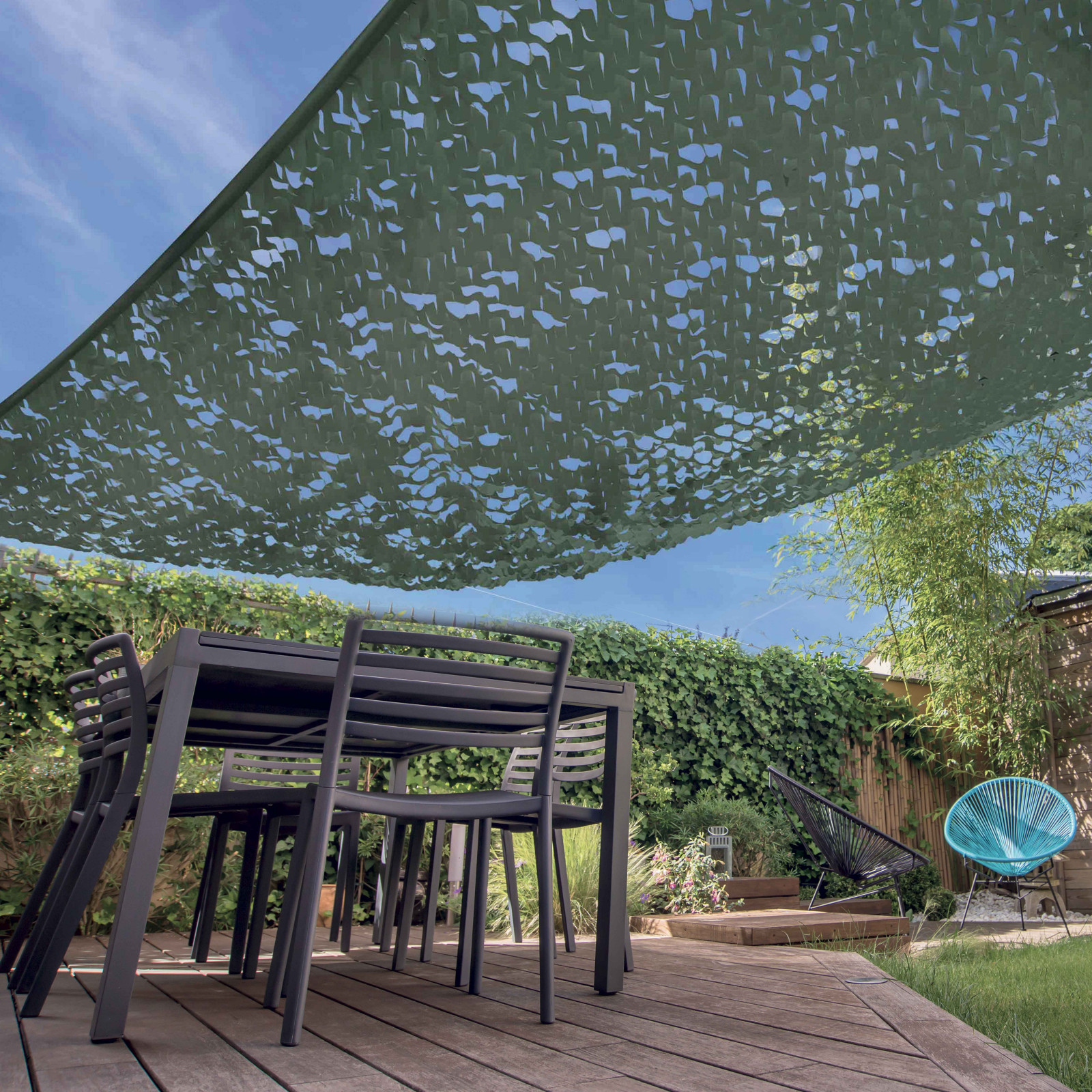 Voile d'ombrage camouflage réversible 3x4m
