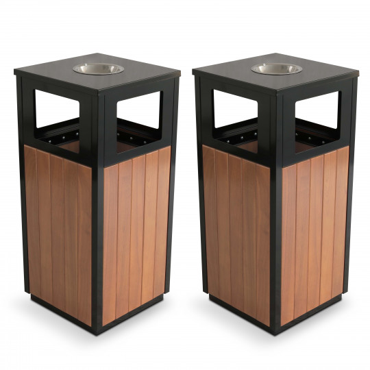2 Poubelles bois extérieure 29 L + cendrier