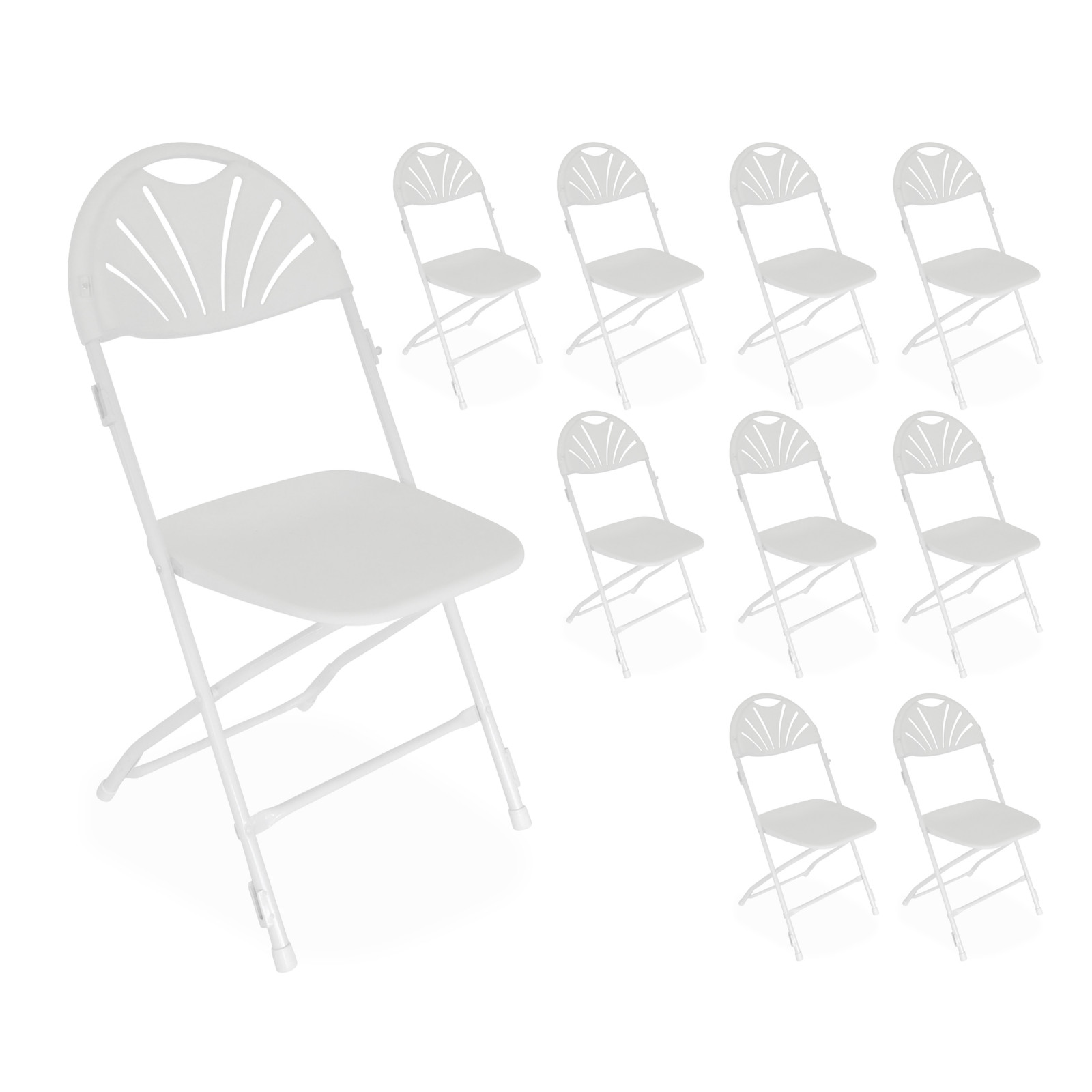10 chaises pliantes blanches avec crochets de liaison