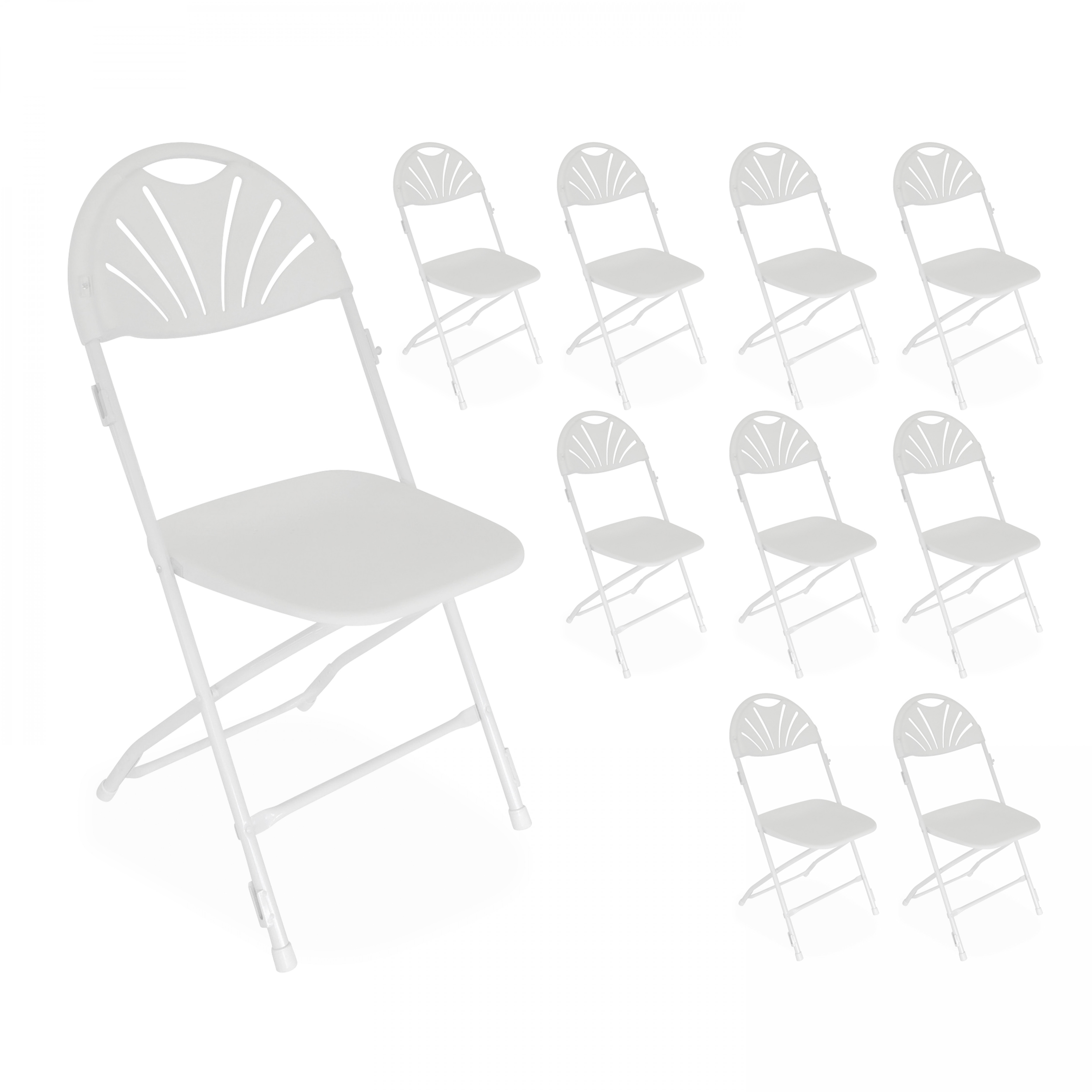 Chaise pliantes blanches de réception en plastique et métal ajourées avec crochets de liaison - Lot de 10