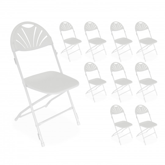 10 chaises pliantes blanches avec crochets de liaison
