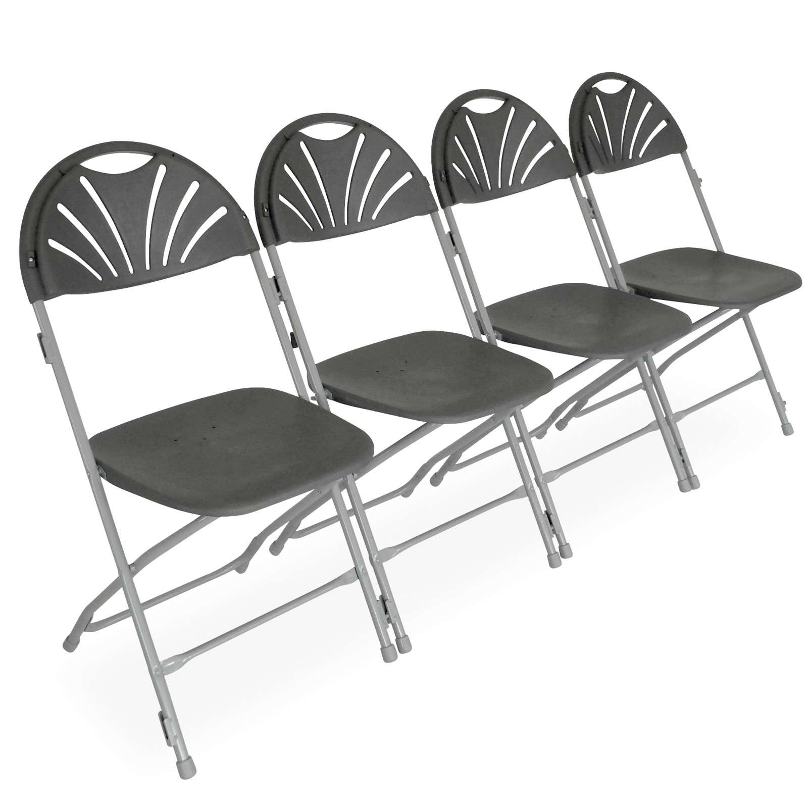 Lot 10 chaises pliantes grises et crochets de liaison