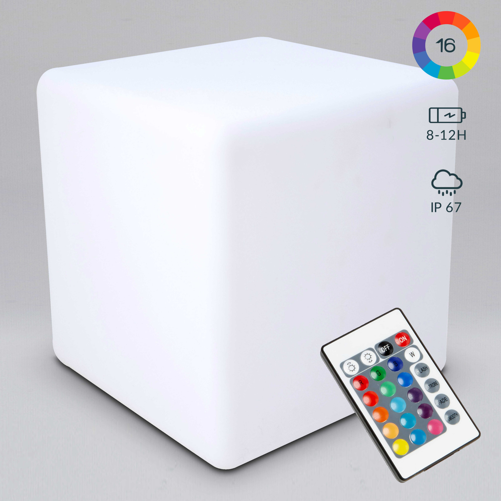 Cube LED rechargeable multicolore - 43cm