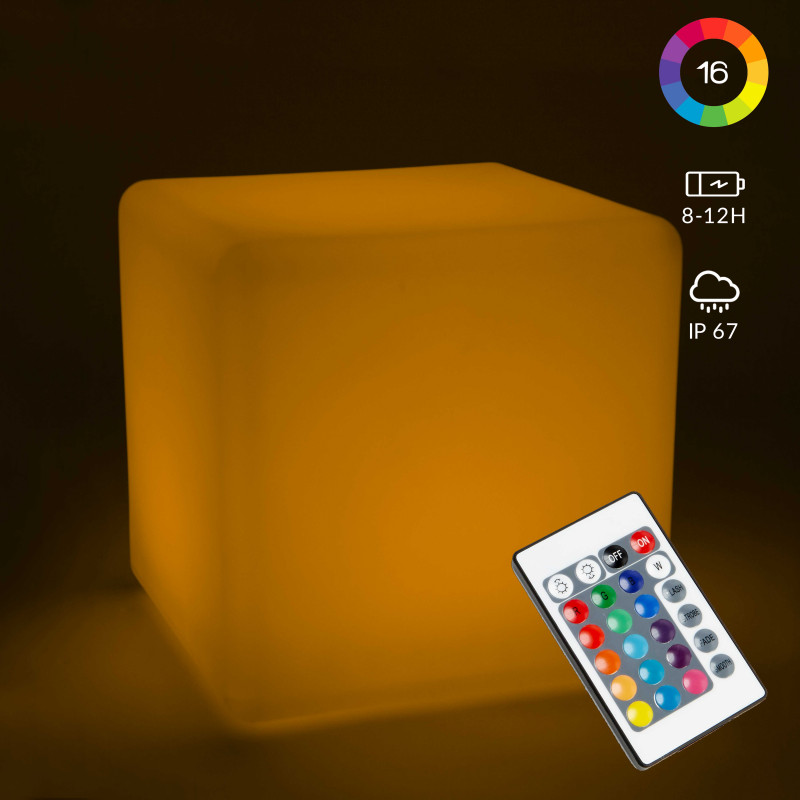 Cube LED rechargeable multicolore - 30cm
