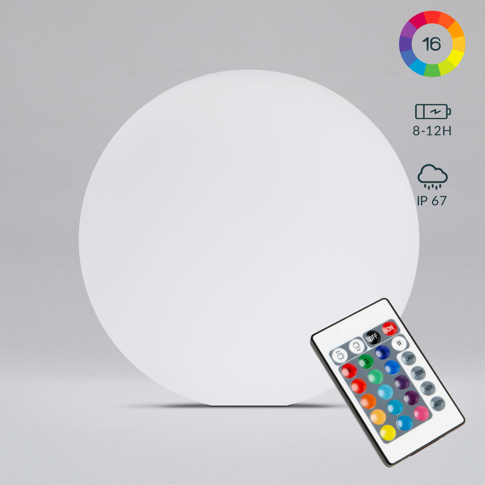 Boule LED rechargeable de Ø40 cm multicolore sans fil