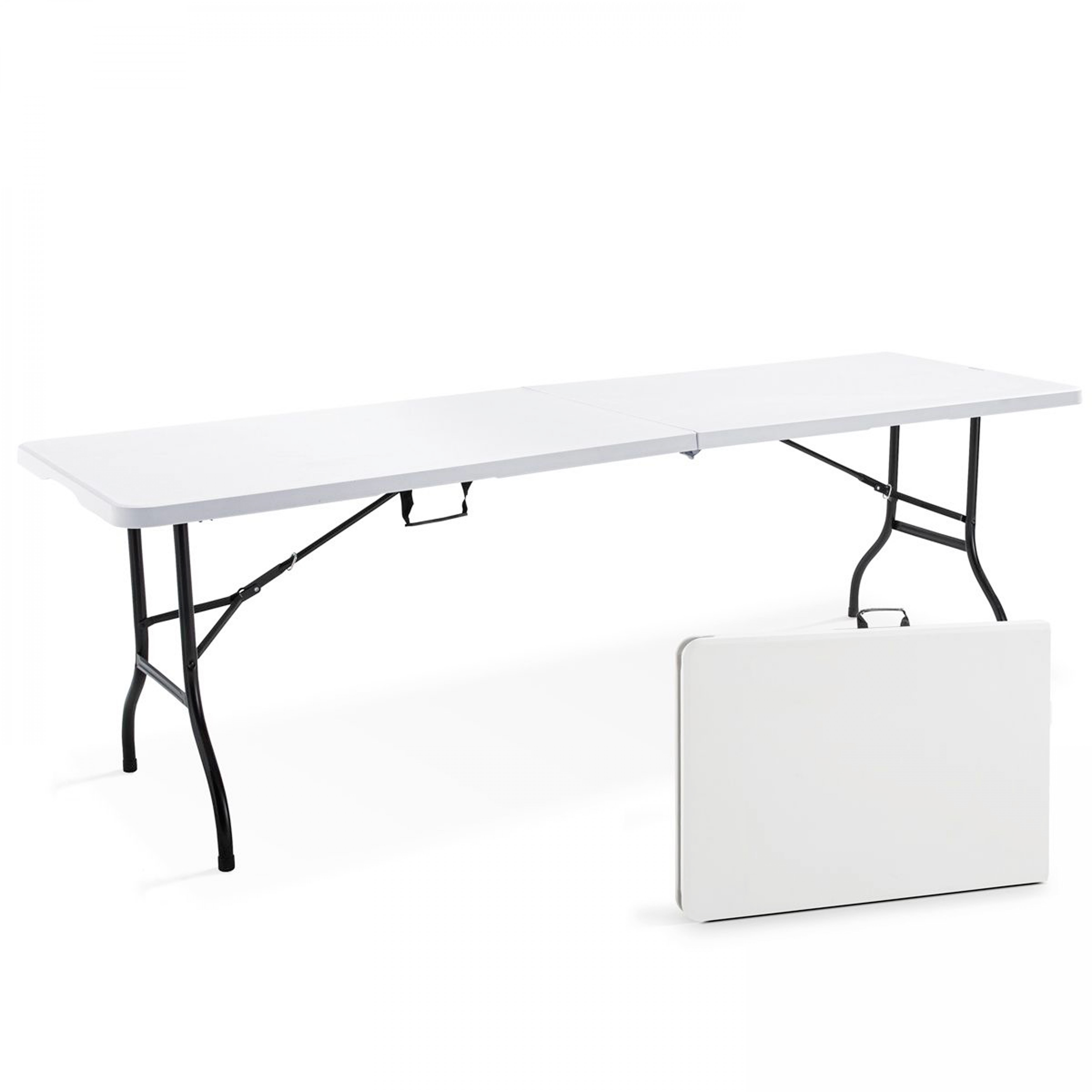 Tables pliantes 244x75 cm en plastique PEHD 12 places format valise - Lot de 5