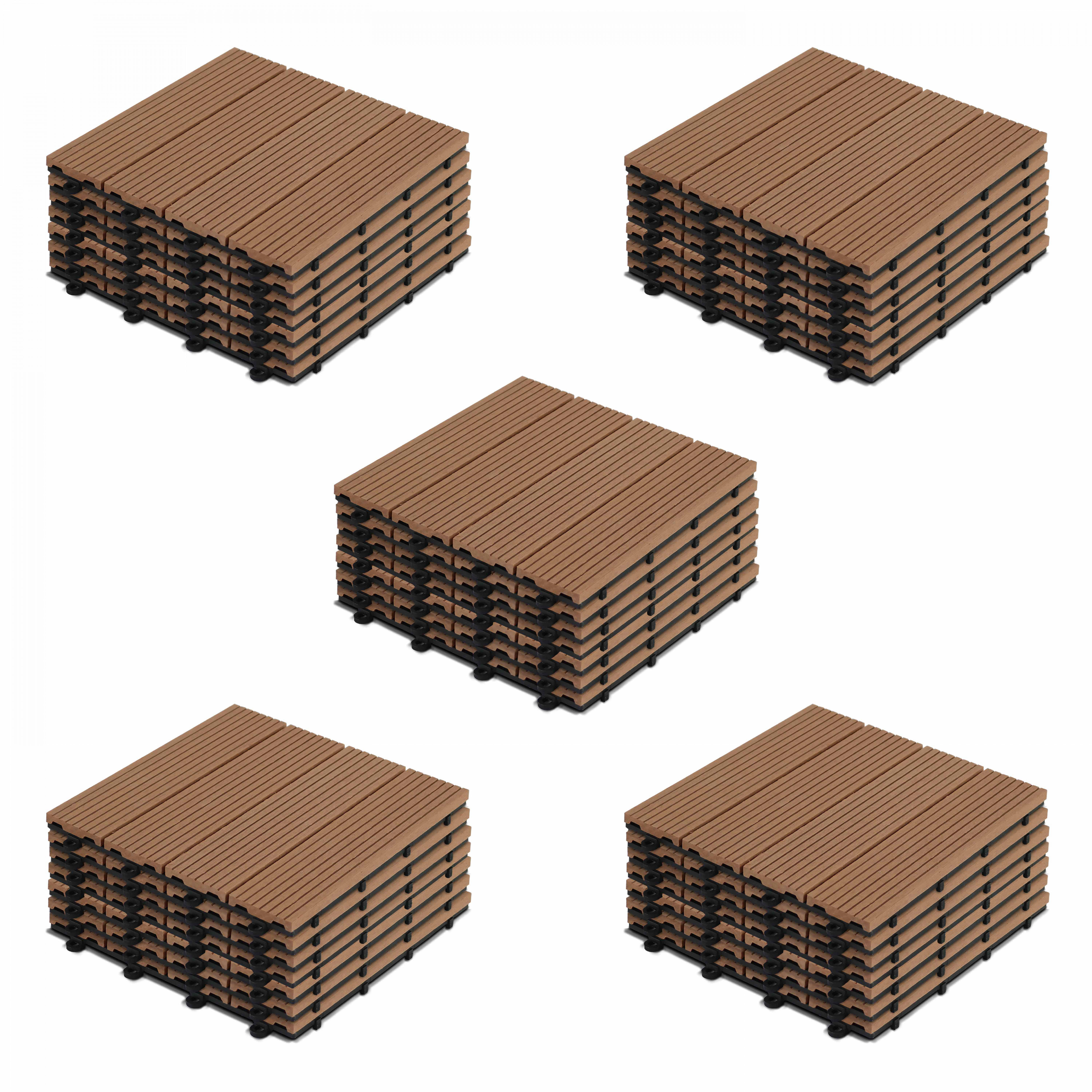 Dalles de terrasse clipsables en bois composite (30x30x2,5 cm) - Vendues par lot