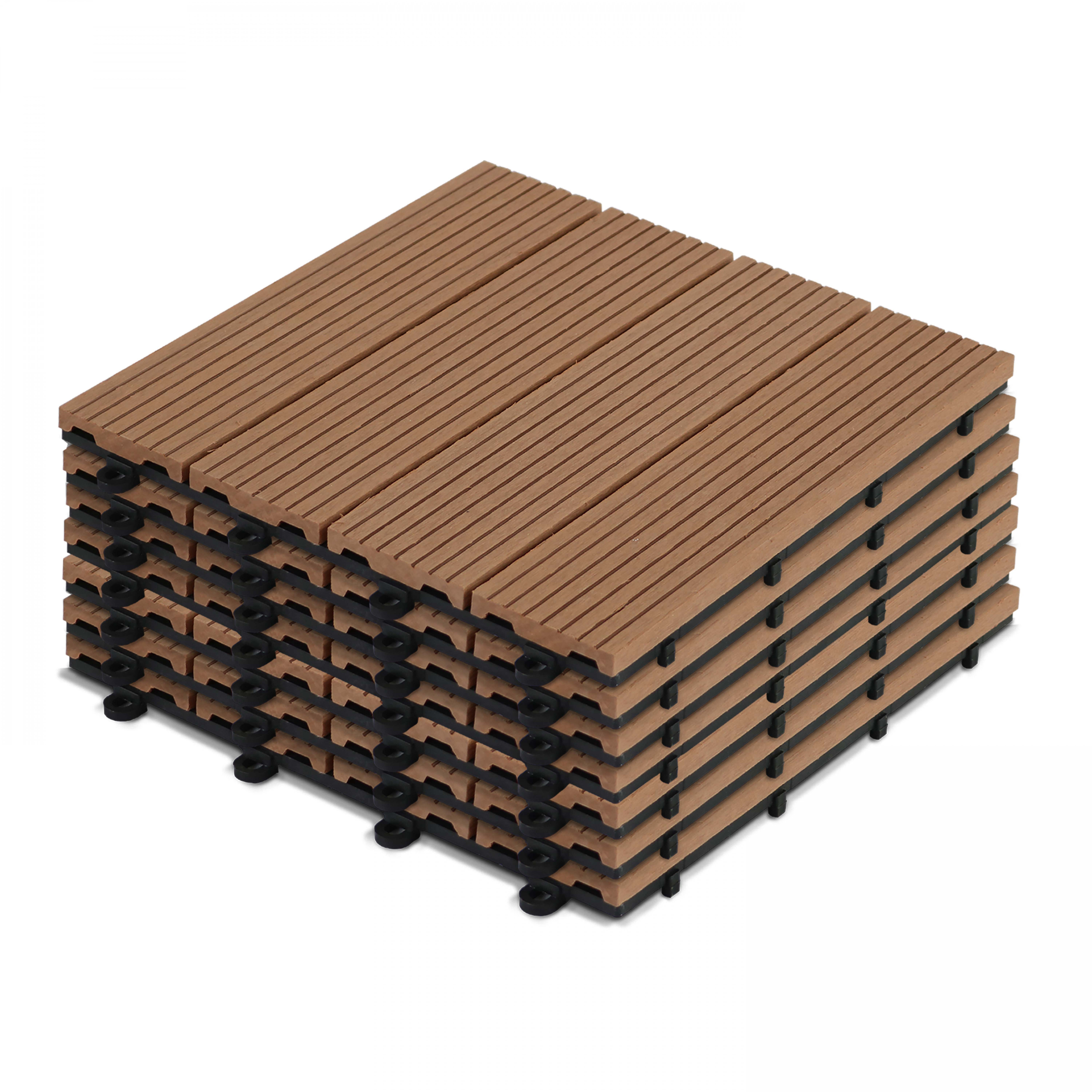 Dalles de terrasse clipsables en bois composite (30x30x2,5 cm) - Vendues par lot