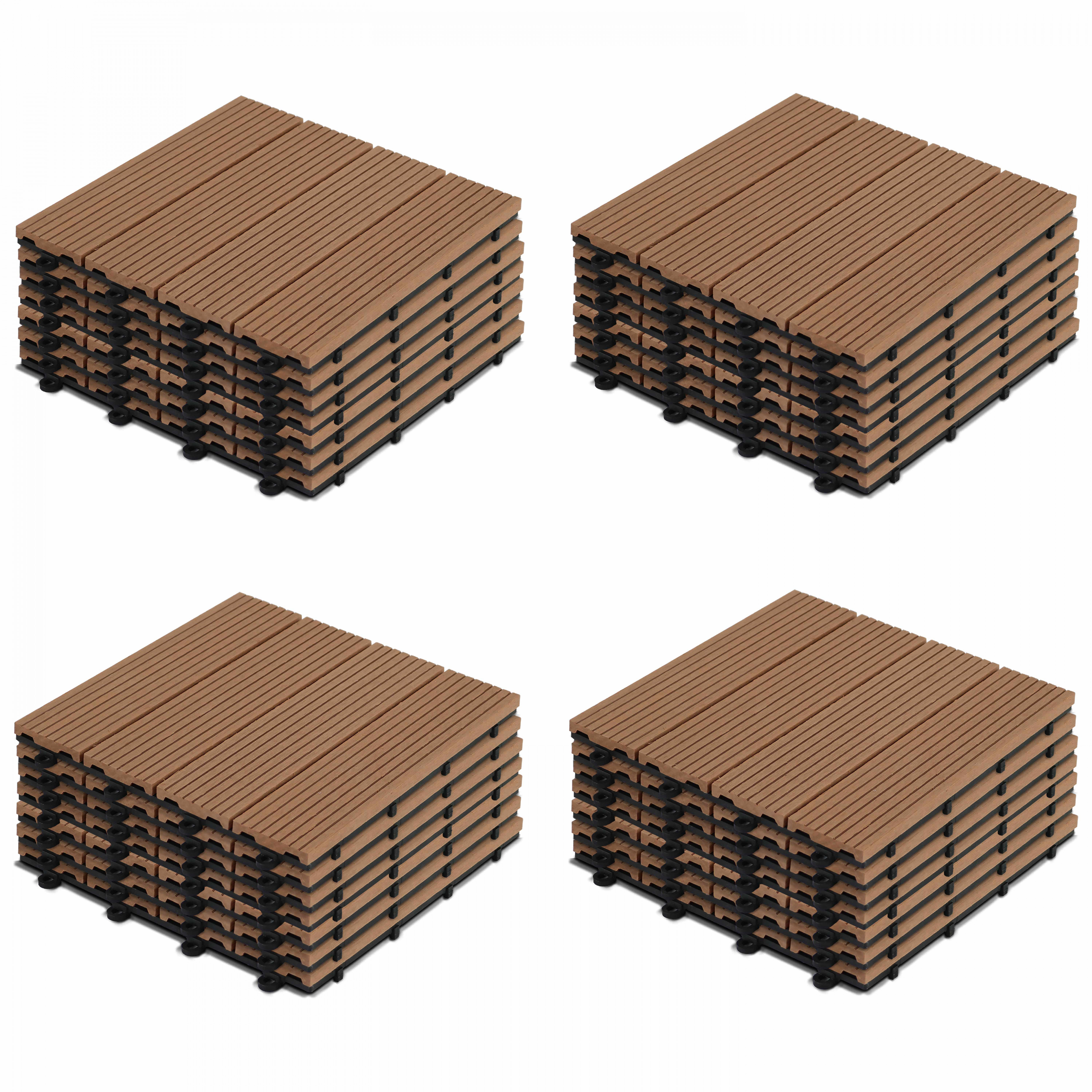Dalles de terrasse clipsables en bois composite (30x30x2,5 cm) - Vendues par lot