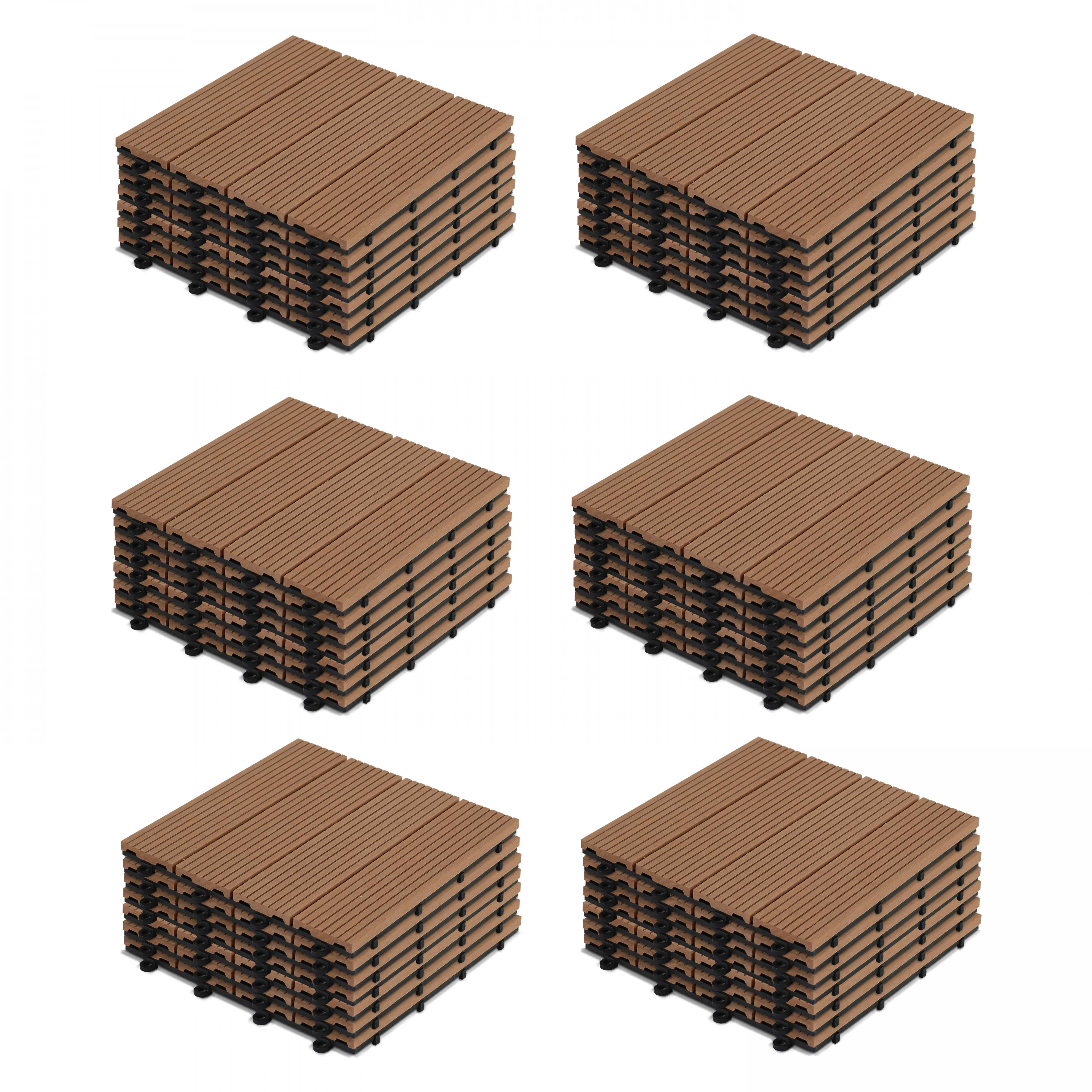 Dalles de terrasse clipsables en bois composite (30x30x2,5 cm) - Vendues par lot