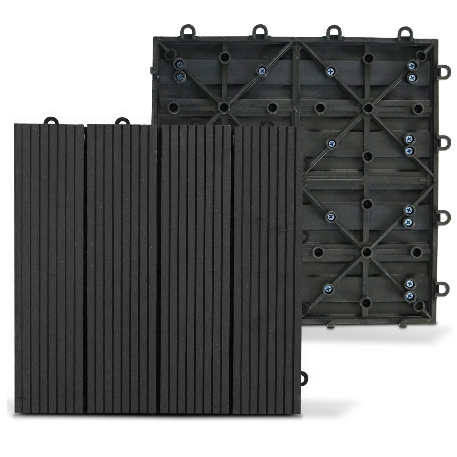 8 dalles de terrasse en bois composite gris