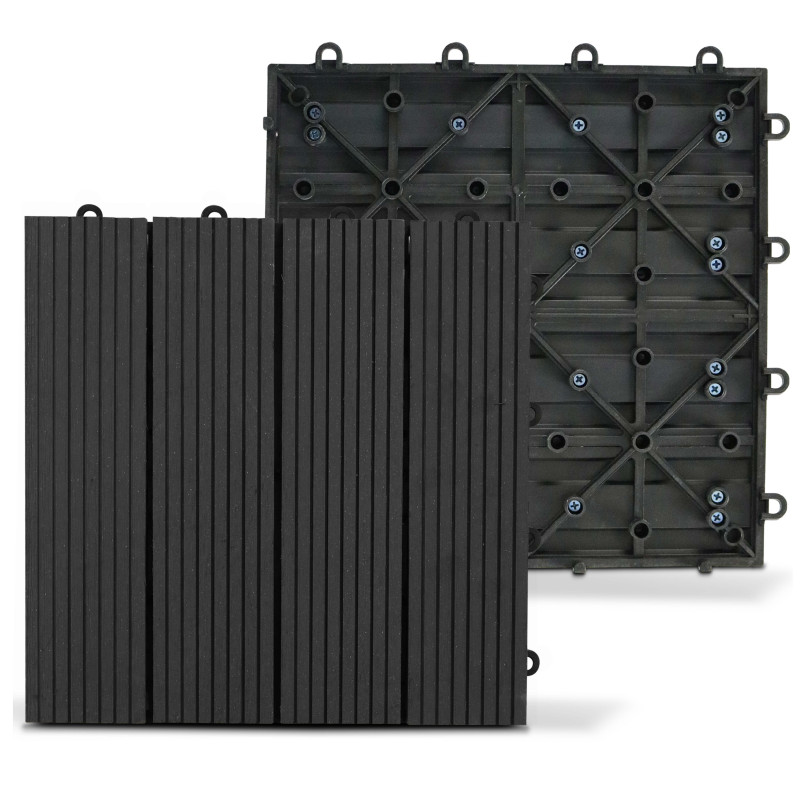 8 dalles de terrasse en bois composite gris