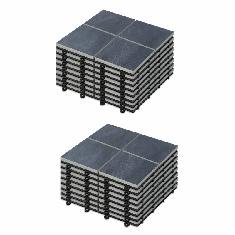 8 Dalles de terrasse en pierre noire 4 carreaux