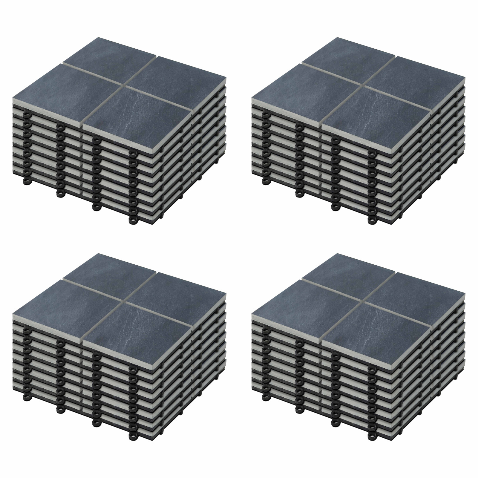 8 Dalles de terrasse en pierre noire 4 carreaux