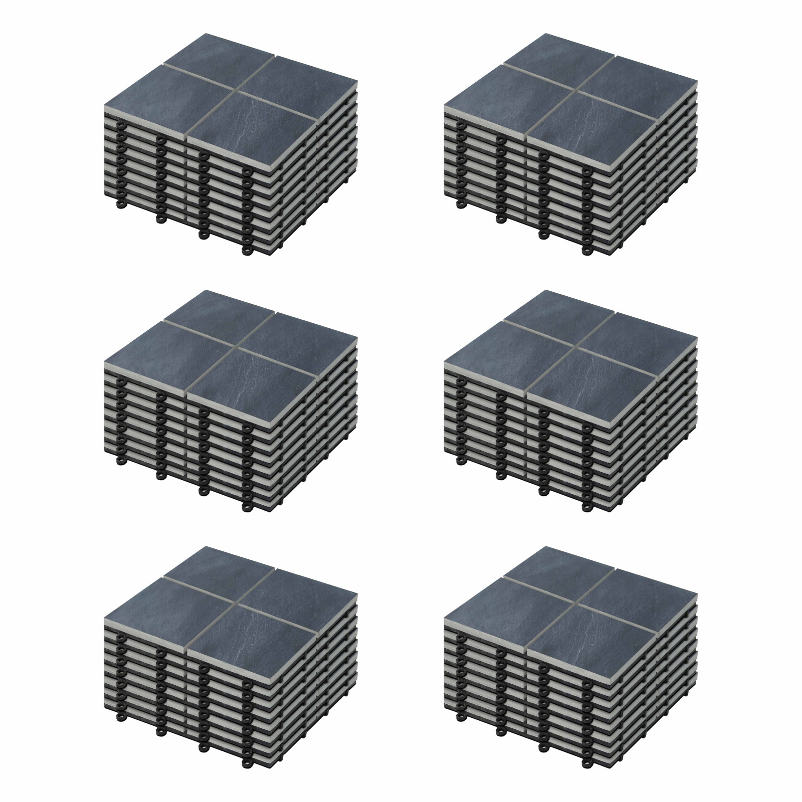 8 Dalles de terrasse en pierre noire 4 carreaux