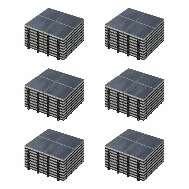 8 Dalles de terrasse en pierre noire 4 carreaux