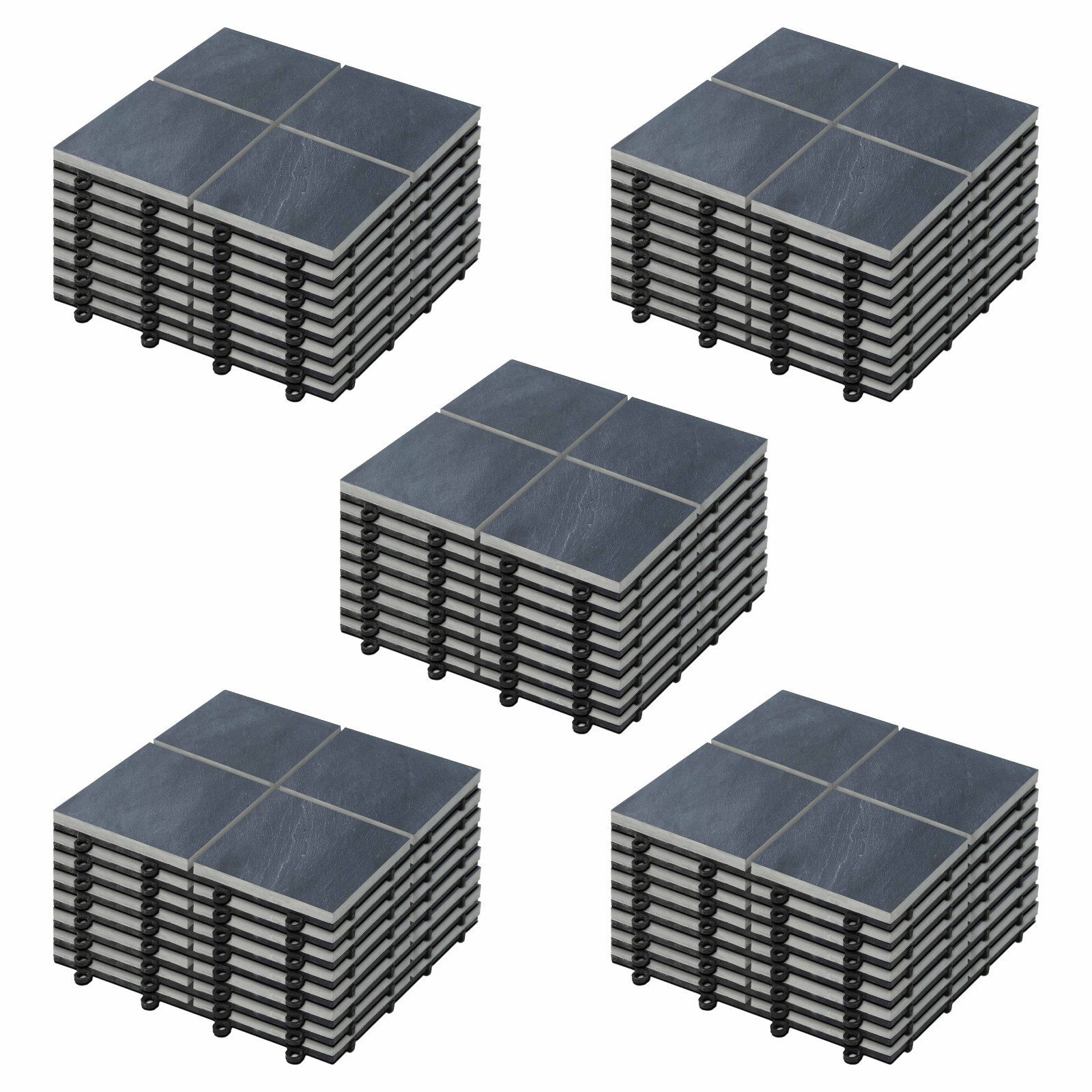 8 Dalles de terrasse en pierre noire 4 carreaux