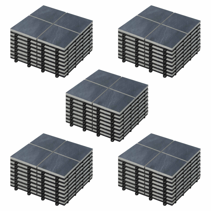 8 Dalles de terrasse en pierre noire 4 carreaux