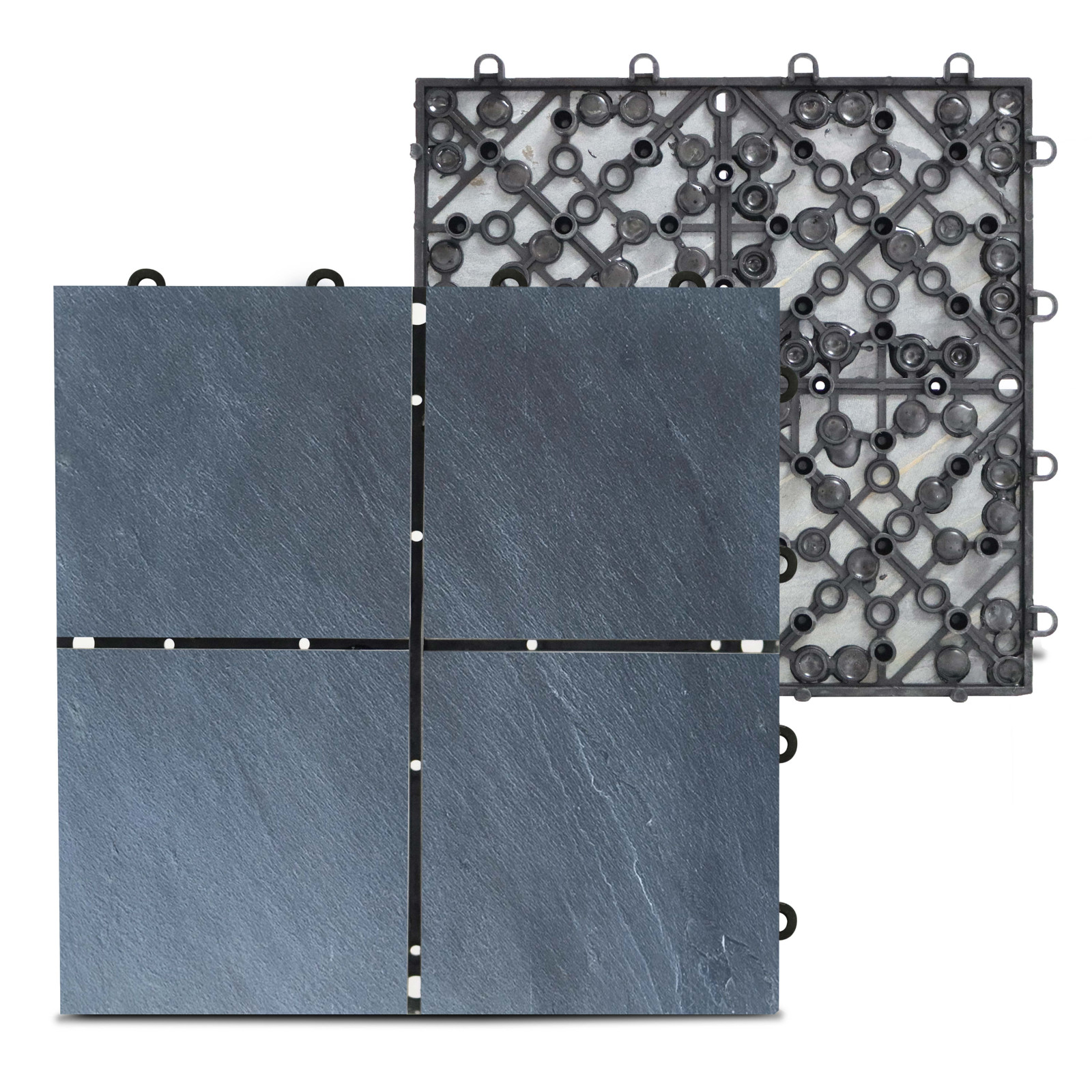 8 Dalles de terrasse en pierre noire 4 carreaux