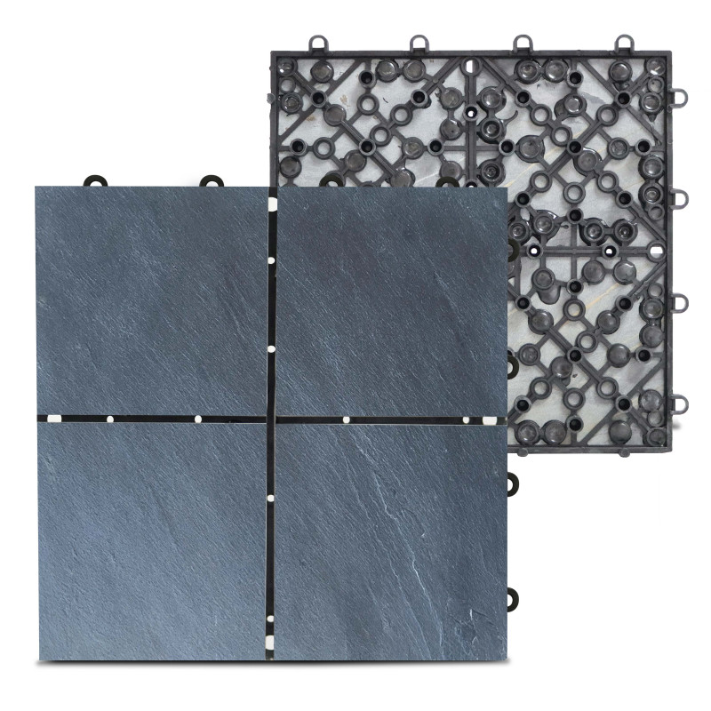 8 Dalles de terrasse en pierre noire 4 carreaux