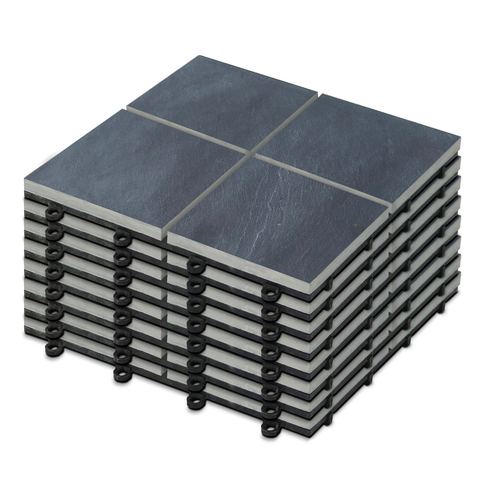 8 Dalles de terrasse en pierre noire 4 carreaux