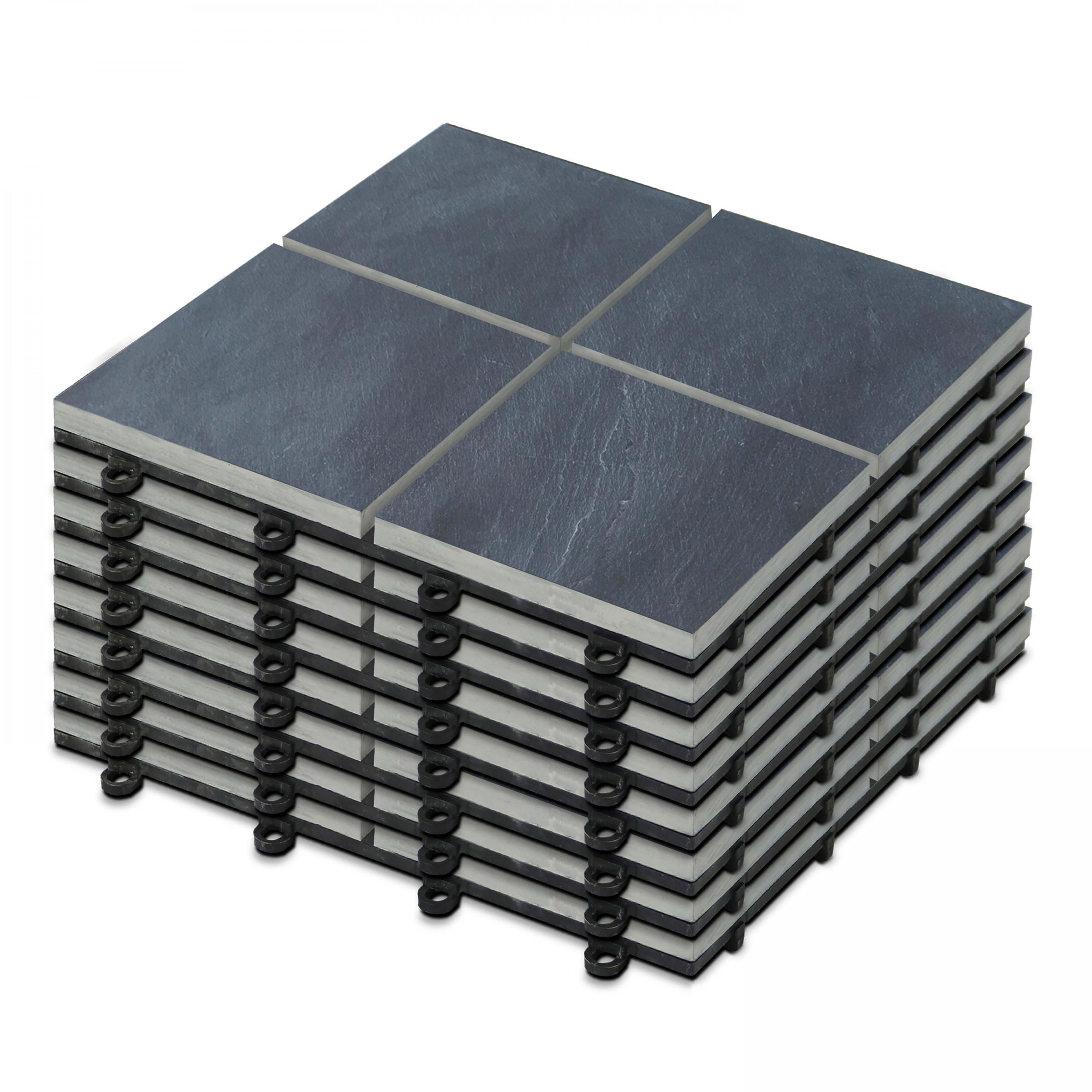 Dalles de terrasse clipsables à carreaux en pierre noire (30x30x2,5 cm) - Vendues par lot - Pierre naturelle