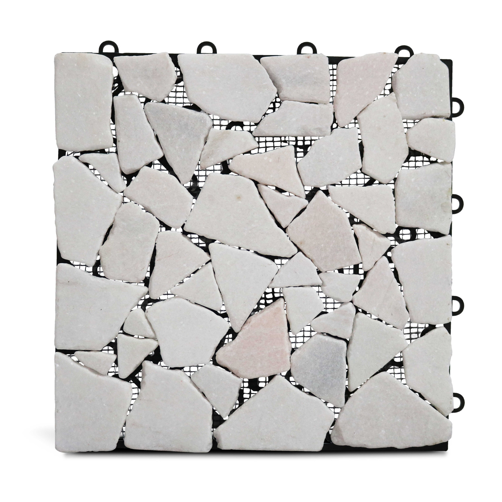 8 Dalles de terrasse en galets de marbre blanc